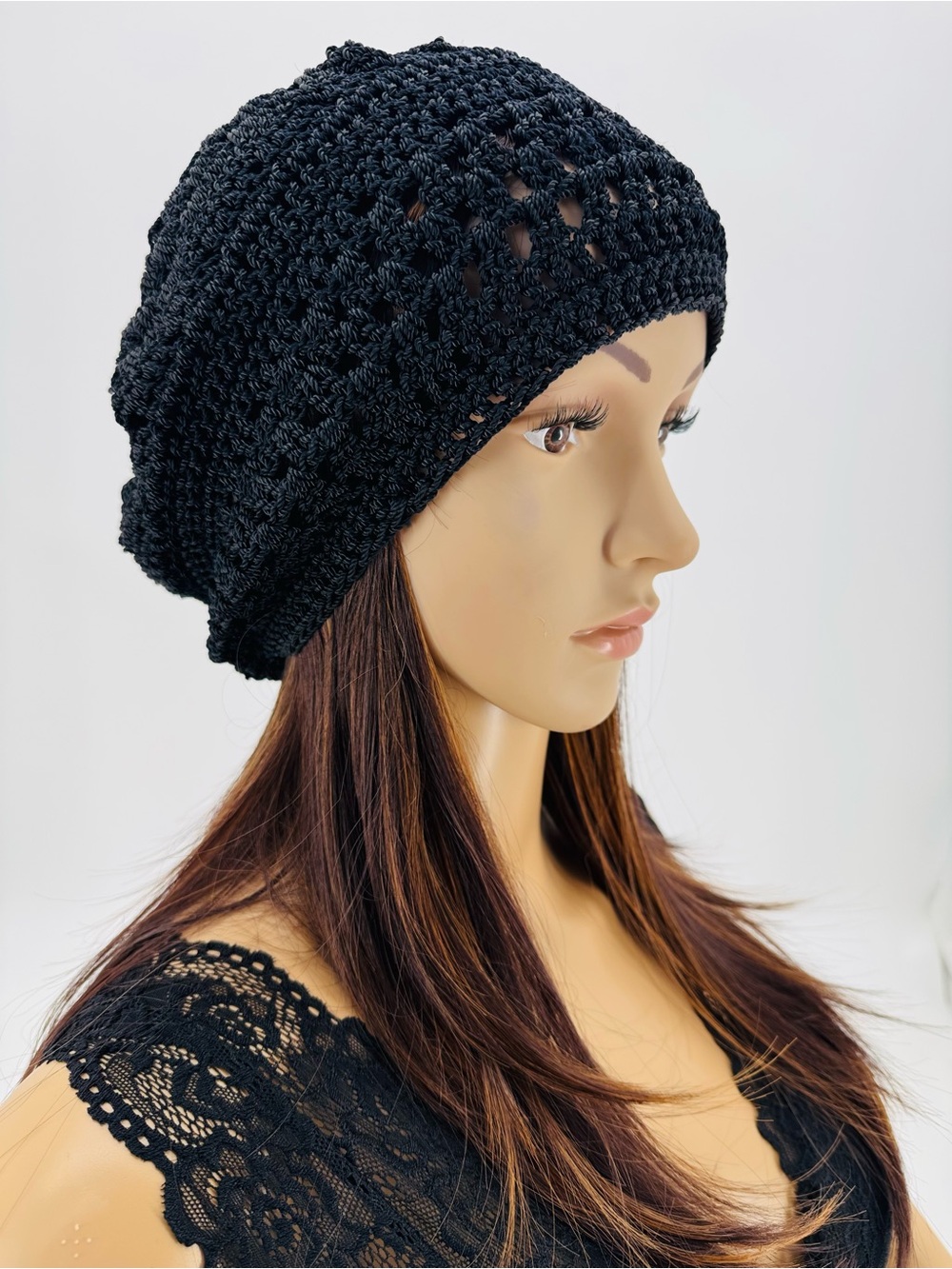 Vintage Y2K Boho Festival Grunge Crochet Macrame Handcrafted Beanie Knitted Hat